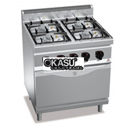 Bếp Âu 4 họng dùng Gar có lò nướng Berto’s G7F4PW+FG1