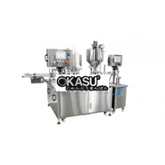 Máy chiết rót và hàn miệng ly, cốc, hộp, hũ, khay tự động 