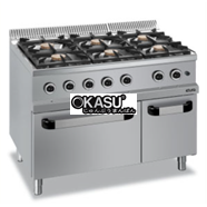 BẾP ÂU 6 HỌNG CÓ LÒ NƯỚNG DÙNG GAS MBM MG7G6F77XL