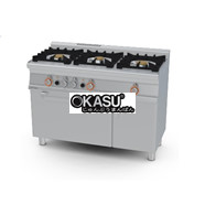 Bếp âu 3 đầu đốt dùng gas và lò nướng gas Lotus CF3-612GV