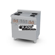 Bếp âu 4 họng dùng điện và lò nướng điện (cửa thép không gỉ) Lotus CFM4-68ET