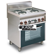 Bếp điện 4 đầu đốt kèm lò nướng cửa kính Lotus CF4-8ETS