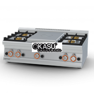 Bếp âu 4 họng đốt dùng gas Lotus TP4T-610G