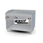 Bếp chiên bằng gas 1/3 rãnh + 2/3 mạ crôm mịn Superchrome trên tủ mở Lotus FTLR-912GS