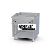 Bếp chiên gas 1/2 rãnh + 1/2 mặt nướng mạ crôm mịn Superchrome trên tủ mở Lotus FTLR-98GS