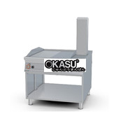 Bếp chiên gas mặt bếp có rãnh 1/2 + mặt bếp mạ crôm mịn 1/2 Superchrome trên tủ mở Lotus FTLR-1110GS