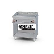 Bếp chiên gas 1/2 rãnh + 1/2 mặt nướng mạ crôm mịn Superchrome trên tủ mở Lotus FTLR-558GS