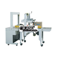 Dây chuyền dán kết hợp đóng đai thùng carton tự động