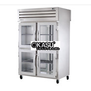 Tủ lạnh cửa xoay nửa trước/cửa xoay sau bằng kính Pass-Thru TRUE STA2RPT-4HG-2S-HC
