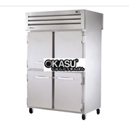Tủ lạnh cửa xoay nửa trước chắc chắn/sau bằng kính Pass-Thru TRUE STA2RPT-4HS-2G-HC