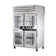 Tủ lạnh cửa xoay nửa trước bằng kính/cửa xoay sau chắc chắn Pass-Thru TRUE STR2RPT-4HG-2S-HC