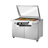 Bàn Sandwich/Salad cửa đặc Mega-Top có nắp kính phẳng TRUE TSSU-48-18M-B-FGLID-HC~SPEC3