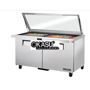 Bàn Sandwich/Salad cửa đặc Mega-Top có nắp kính phẳng TRUE TSSU-60-24M-B-ST-FGLID-HC