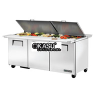 Bàn Sandwich/Salad cửa đặc Mega-Top hai mặt TRUE TSSU-72-30M-B-DS-ST-HC