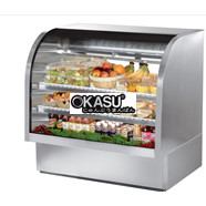 Tủ trưng bày đồ nguội kính cong bằng thép không gỉ TRUE TCGG-48-S-HC-LD