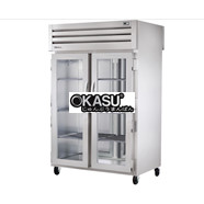 Tủ sưởi ấm cửa xoay mặt trước bằng kính, phía sau chắc chắn Pass-Thru TRUE STA2HPT-2G-2S