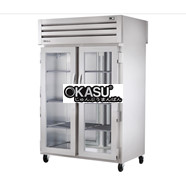 Tủ sưởi ấm cửa xoay mặt trước bằng kính, phía sau chắc chắn Pass-Thru TRUE STG2HPT-2G-2S