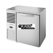 Bàn lạnh một vùng Pass-Thru có hệ thống làm lạnh bên trái. Bên ngoài bằng thép không gỉ và cửa xoay chắc chắn TRUE TBR36-PTSZ1-L-S-S-S-1
