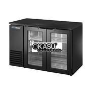 Bàn lạnh một vùng có cửa xoay bằng kính sâu 24 inch với mặt trên và bên ngoài màu đen TRUE TBB24-48-2G-Z1-BST-B-1