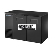 Bàn lạnh một vùng có cửa xoay chắc chắn sâu 24 inch với mặt trên và bên ngoài màu đen TRUE TBB24-48-2S-Z1-BST-B-1