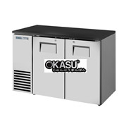 Bàn lạnh một vùng có cửa xoay chắc chắn sâu 24 inch với mặt trên màu đen và bên ngoài bằng thép không gỉ TRUE TBB24-48-2S-Z1-BST-S-1