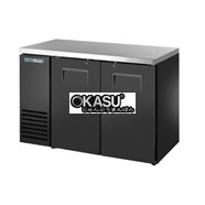 Bàn lạnh cửa xoay chắc chắn một vùng sâu 24 inch, mặt trên bằng thép không gỉ và bên ngoài màu đen TRUE TBB24-48-2S-Z1-SFT-B-1