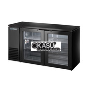 Bàn lạnh một vùng có cửa xoay bằng kính sâu 24 inch với mặt trên màu đen và bên ngoài màu đen TRUE TBB24-60-2G-Z1-BST-B-1
