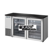 Bàn lạnh một vùng có cửa xoay bằng kính sâu 24 inch với mặt trên màu đen và bên ngoài bằng thép không gỉ TRUE TBB24-60-2G-Z1-BST-S-1