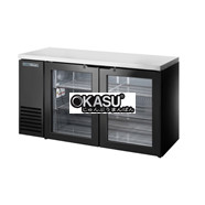 Bàn lạnh một vùng có cửa xoay bằng kính sâu 24 inch với mặt trên bằng thép không gỉ và bên ngoài màu đen TRUE TBB24-60-2G-Z1-SFT-B-1