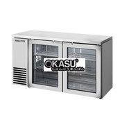 Bàn lạnh một vùng có cửa xoay bằng kính sâu 24 inch với mặt trên bằng thép không gỉ và bên ngoài bằng thép không gỉ TRUE TBB24-60-2G-Z1-SFT-S-1