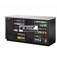 Bàn lạnh quầy bar cửa xoay bằng kính có đèn LED TRUE TBB-3G-HC-LD