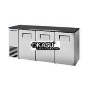 Bàn lạnh một vùng có cửa xoay chắc chắn sâu 24 inch với mặt trên màu đen và bên ngoài bằng thép không gỉ TRUE TBB24-72-3S-Z1-BST-S-1