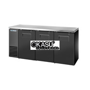 Bàn lạnh một vùng có cửa xoay chắc chắn sâu 24 inch với mặt trên bằng thép không gỉ và bên ngoài màu đen TRUE TBB24-72-3S-Z1-SFT-B-1