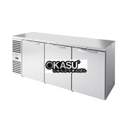 Bàn lạnh một vùng Pass-Thru có hệ thống làm lạnh bên trái. Bên ngoài bằng thép không gỉ và cửa xoay chắc chắn TRUE TBR84-PTSZ1-L-S-SSS-SSS-1