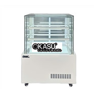 Tủ bánh kem kính vuông không viền 3 tầng Snow Village DG-900 0.9M