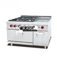 Bếp gas 4 họng đốt + mặt chiên phẳng Jieguan GH-996A (GH-796A)