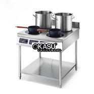 Bếp từ công nghiệp 4 mặt phẳng có kệ để đồ INDUCOOK ID-B4M3500