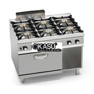 BẾP GAS 6 BẾP SỬ DỤNG LÒ NƯỚNG GAS 2/1 GN SG9F6PSP+FG