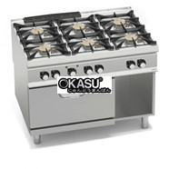 BẾP GAS 6 BẾP SỬ DỤNG LÒ NƯỚNG ĐIỆN 1/1 GN SG9F6PSP+FE2