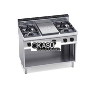 Mặt bàn bằng đá nguyên khối + 4 bếp mở kèm tủ G7T4P4FM