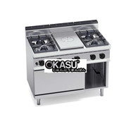 Mặt bếp liền khối + 4 bếp mở với lò nướng gas 2/1 G7T4P4F+FG