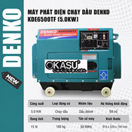 Máy phát điện chạy dầu DENKO - KDE6500TF (5.0KW) 