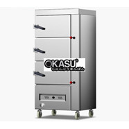 Tủ hấp công nghiệp 3 cửa dùng gas 10 khay CHINENG 
