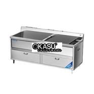 Máy rửa rau củ khử khuẩn 2 bồn 1.8m CHINENG CN-YSJK-QXS350