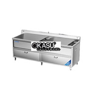 Máy rửa rau củ khử khuẩn 2 bồn 2.44m CHINENG CN-YSJK-QXS2440