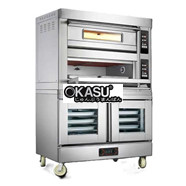 Lò nướng điện 2 tầng 4 khay kết hợp tủ ủ bột 10 khay CHINENG CN-DKX-8065-WFC-204DF