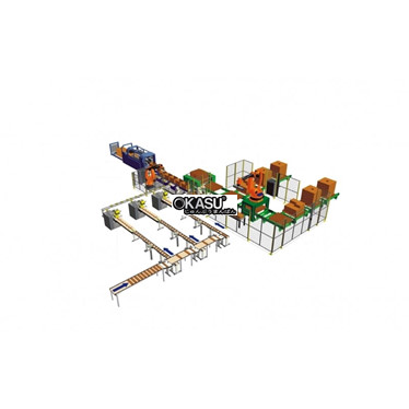 day chuyen dan thung ket hop voi robot gap san pham hinh 1