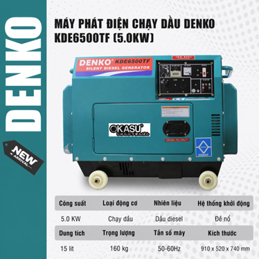 may phat dien chay dau denko - kde6500tf (5.0kw) hinh 1