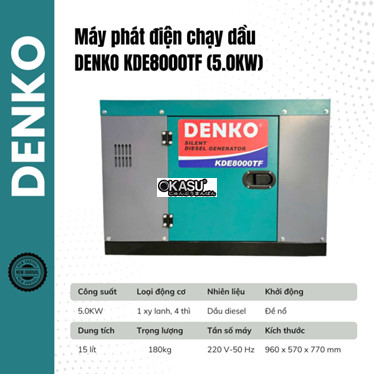 may phat dien chay dau denko - kde8000tf (5.0kw) hinh 1