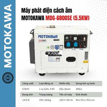 may phat dien chay dau motokawa - mdg6800se (5.5 kw) hinh 1